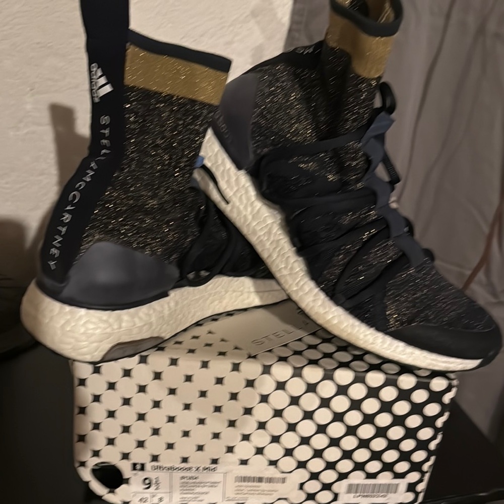 Adidas Stella McCartney Black and Gold ultra boost mid